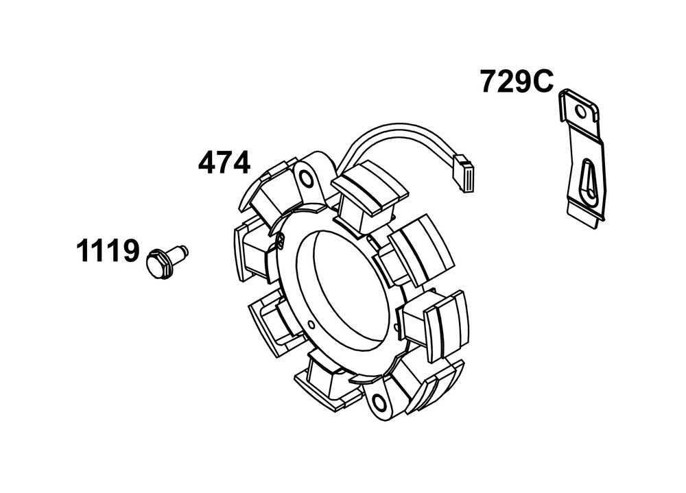 Alternator Group Diagram and Parts List for 19N137-0238-F1 100000 - 19Z999 Briggs and Stratton Engine